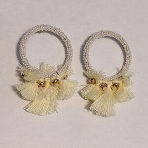 Beaded tassel hoop earings